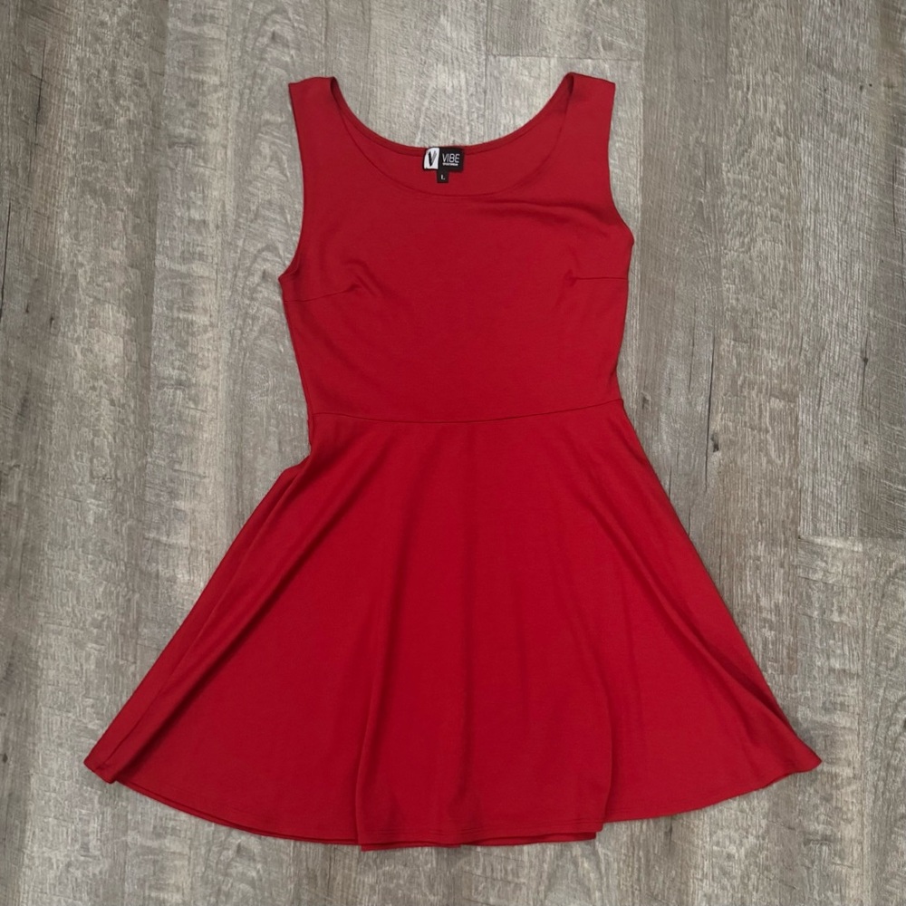 Red Skater Dress Lightweight Sz L